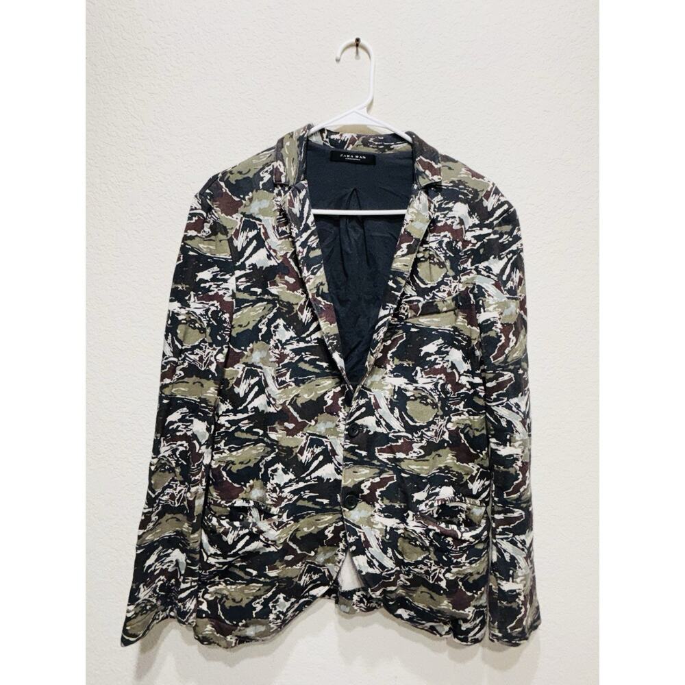 Zara Man Confort Blazer Sweatshirt Jacket Men Camouflage Camo Small